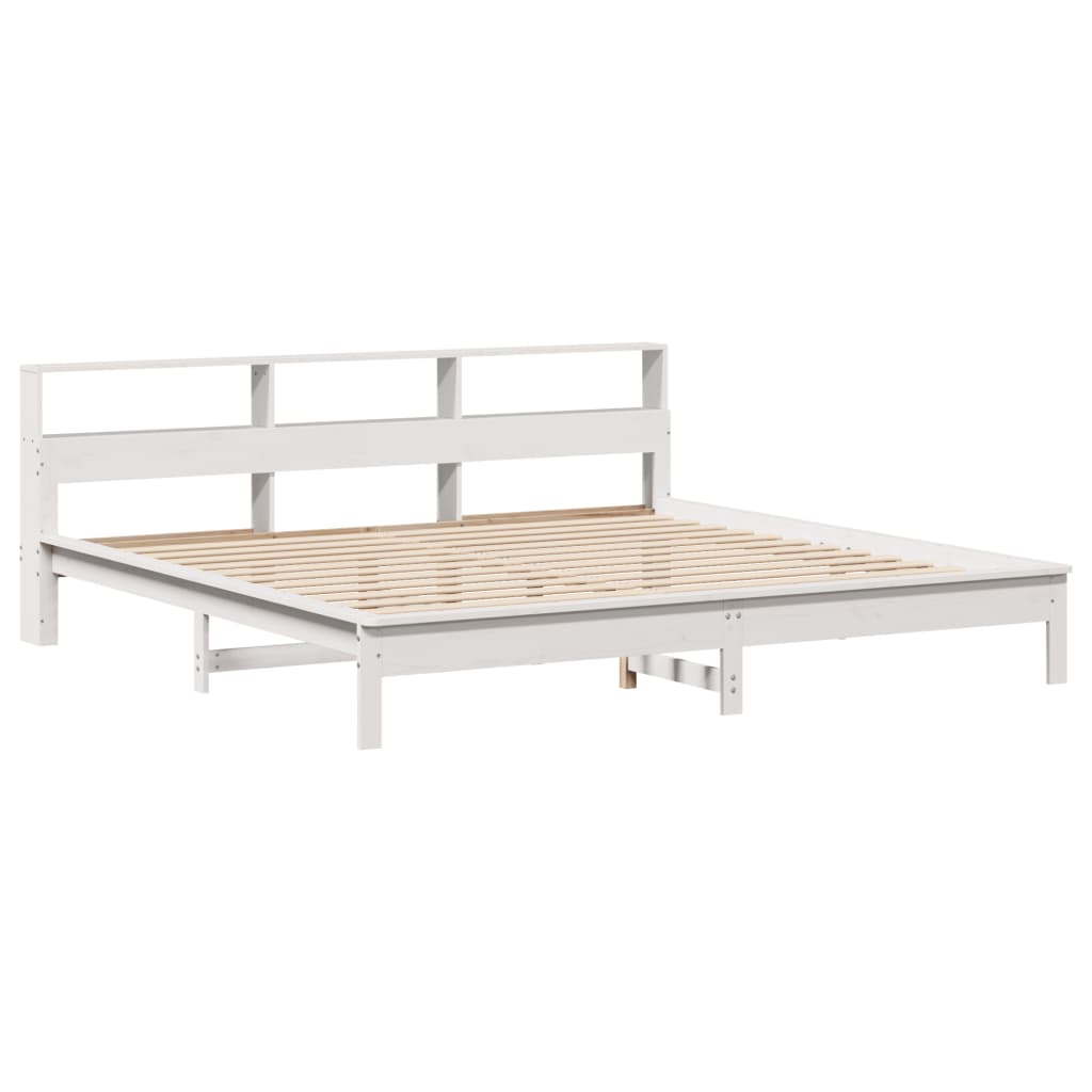 Bed Frame without Mattress White 200x200 cm Solid Wood Pine