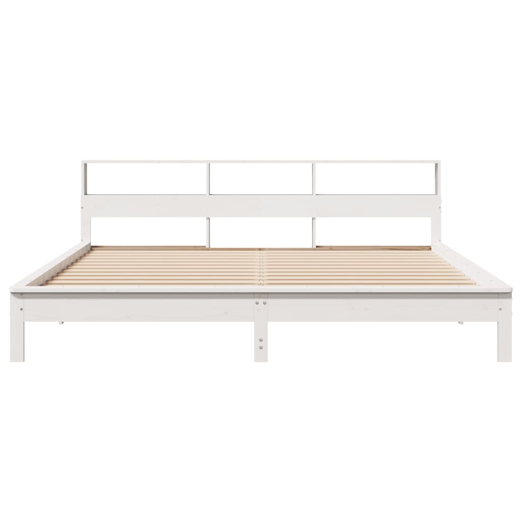 Bed Frame without Mattress White 200x200 cm Solid Wood Pine