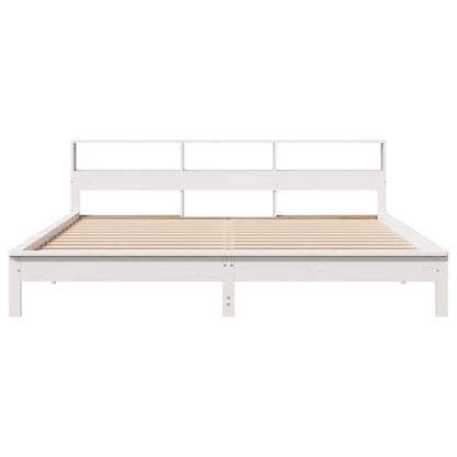 Bed Frame without Mattress White 200x200 cm Solid Wood Pine