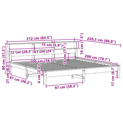 Bed Frame without Mattress White 200x200 cm Solid Wood Pine