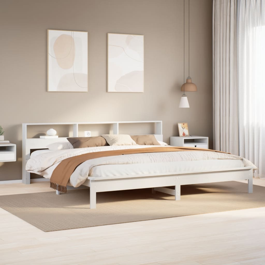 Bed Frame without Mattress White 200x200 cm Solid Wood Pine