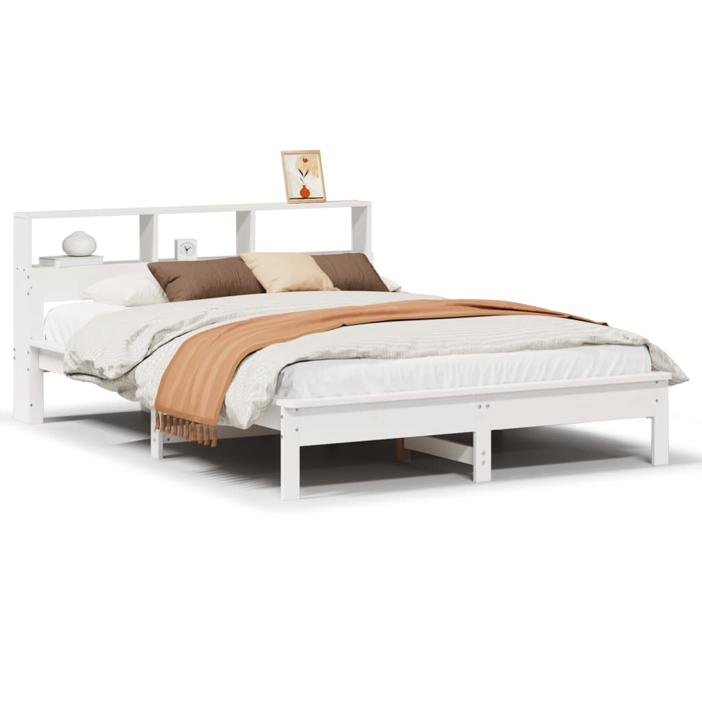 Bed Frame without Mattress White 150x200 cm King Size Solid Wood Pine