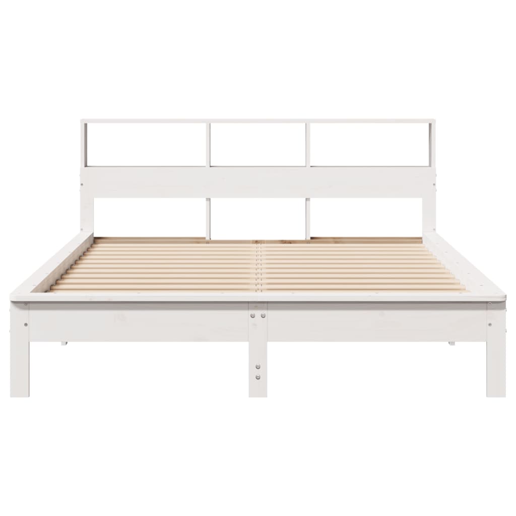 Bed Frame without Mattress White 150x200 cm King Size Solid Wood Pine