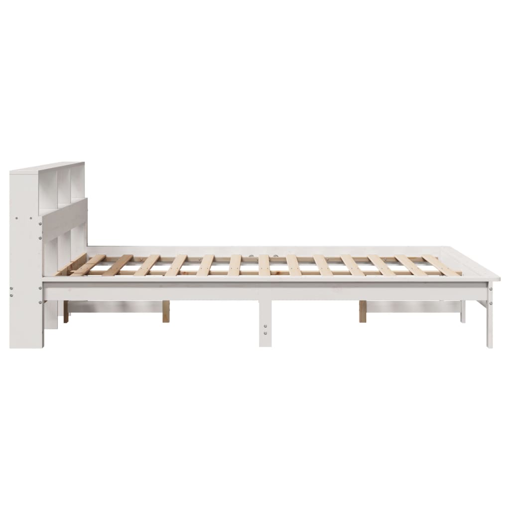 Bed Frame without Mattress White 150x200 cm King Size Solid Wood Pine