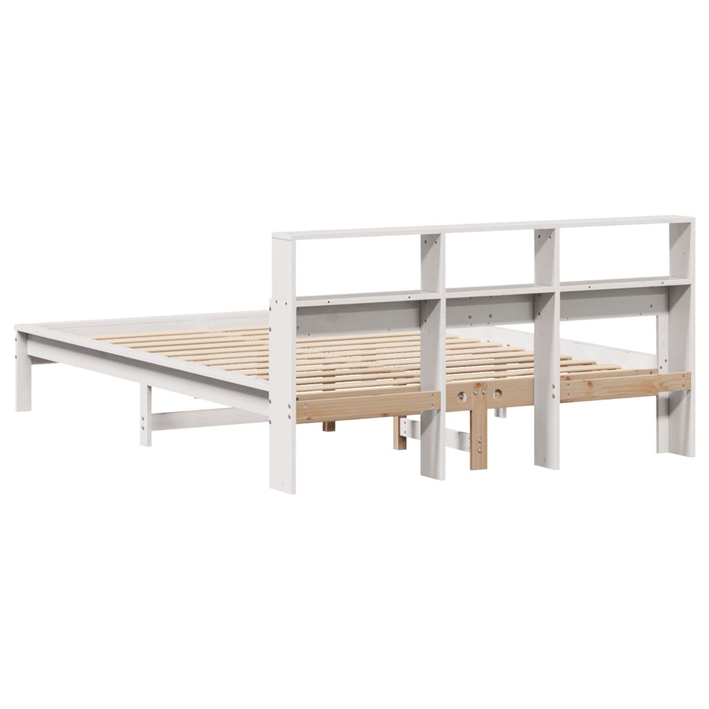 Bed Frame without Mattress White 150x200 cm King Size Solid Wood Pine