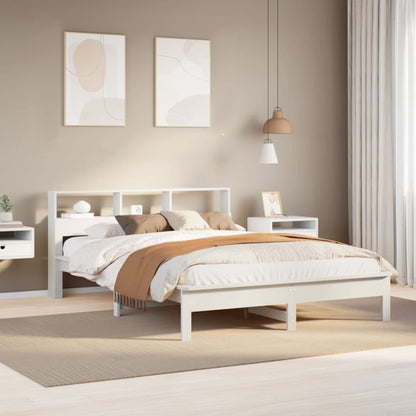 Bed Frame without Mattress White 150x200 cm King Size Solid Wood Pine