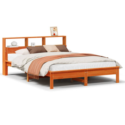 Bed Frame without Mattress Wax Brown 150x200 cm King Size Solid Wood Pine