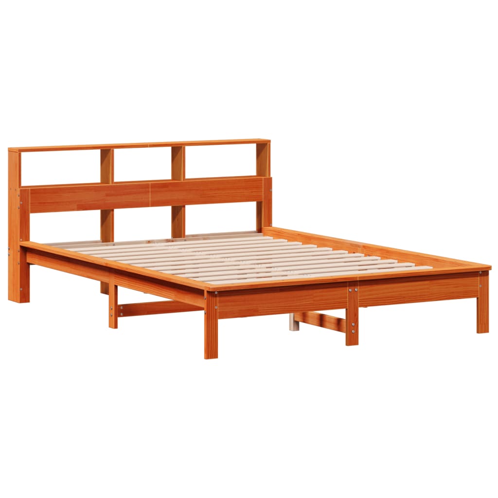 Bed Frame without Mattress Wax Brown 150x200 cm King Size Solid Wood Pine