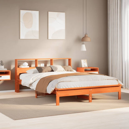 Bed Frame without Mattress Wax Brown 150x200 cm King Size Solid Wood Pine