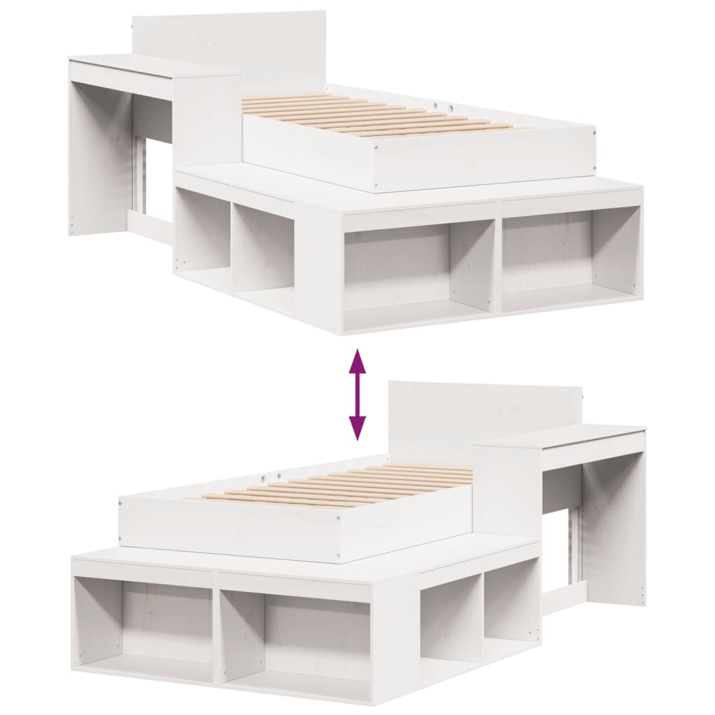 Bed Frame without Mattress White 90x200 cm Solid Wood Pine