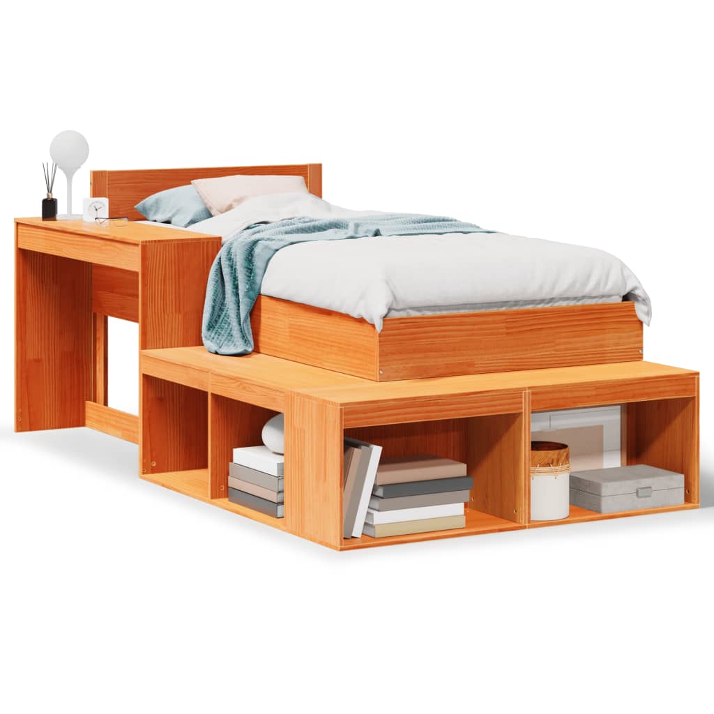 Bed Frame without Mattress Wax Brown 90x200 cm Solid Wood Pine