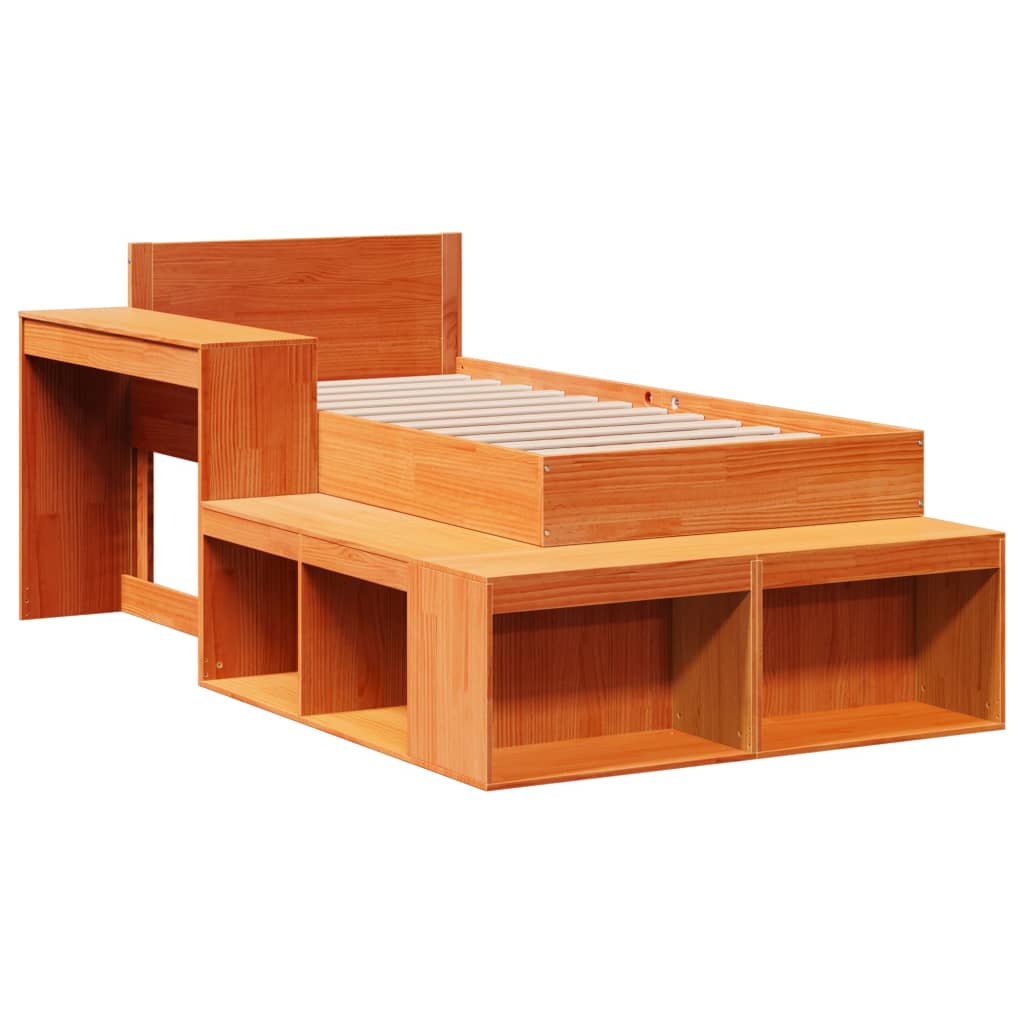 Bed Frame without Mattress Wax Brown 90x200 cm Solid Wood Pine