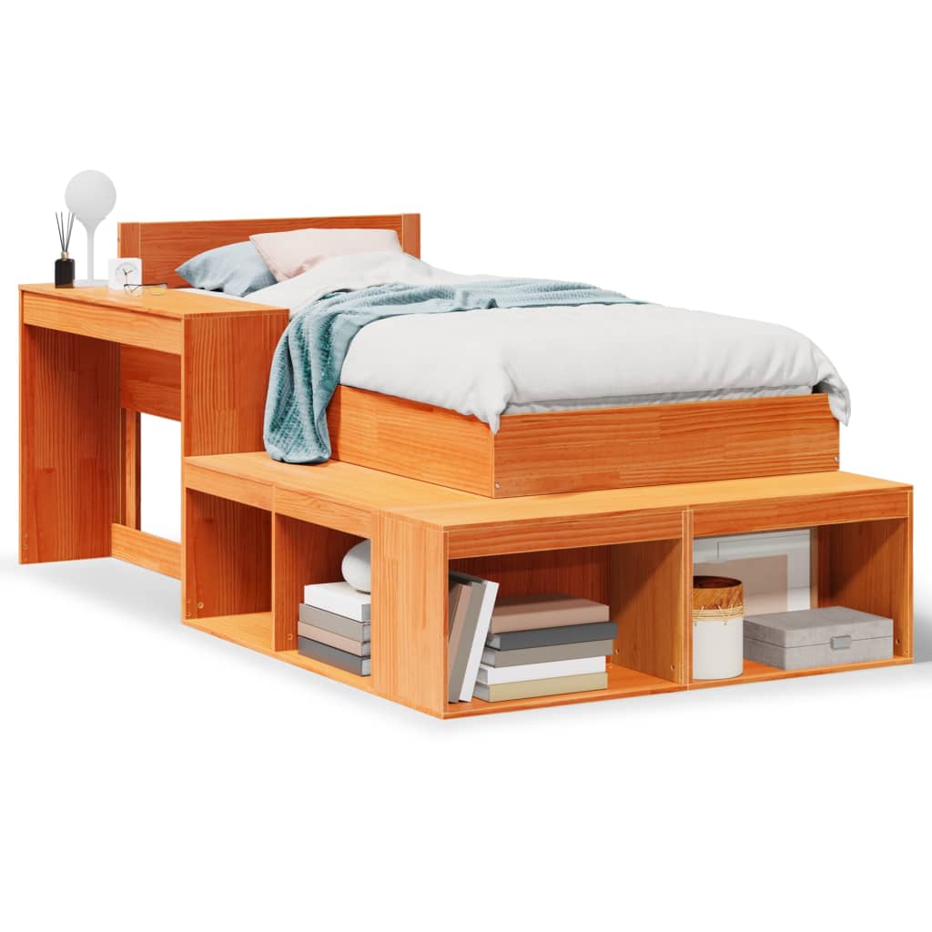 Bed Frame without Mattress Wax Brown 90x190 cm Single Solid Wood Pine