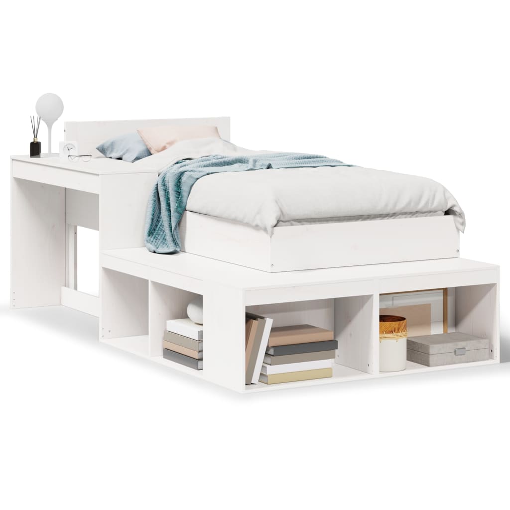 Bed Frame without Mattress White 75x190 cm Small Single Solid Wood Pine