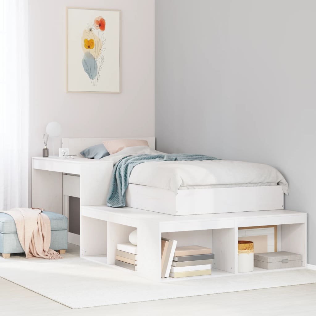 Bed Frame without Mattress White 75x190 cm Small Single Solid Wood Pine