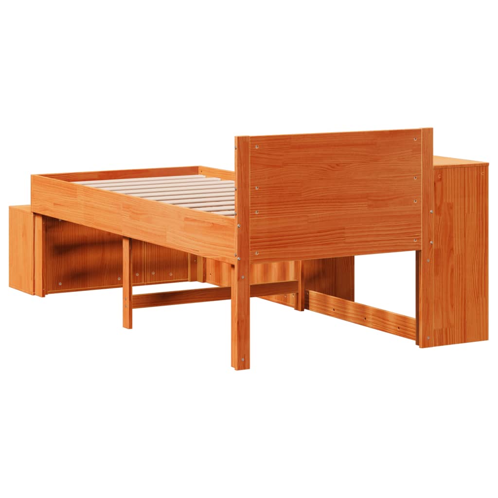 Bed Frame without Mattress Wax Brown 75x190 cm Small Single Solid Wood Pine