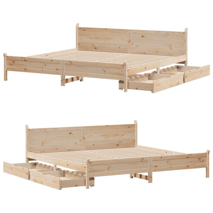 Bed Frame without Mattress 200x200 cm Solid Wood Pine