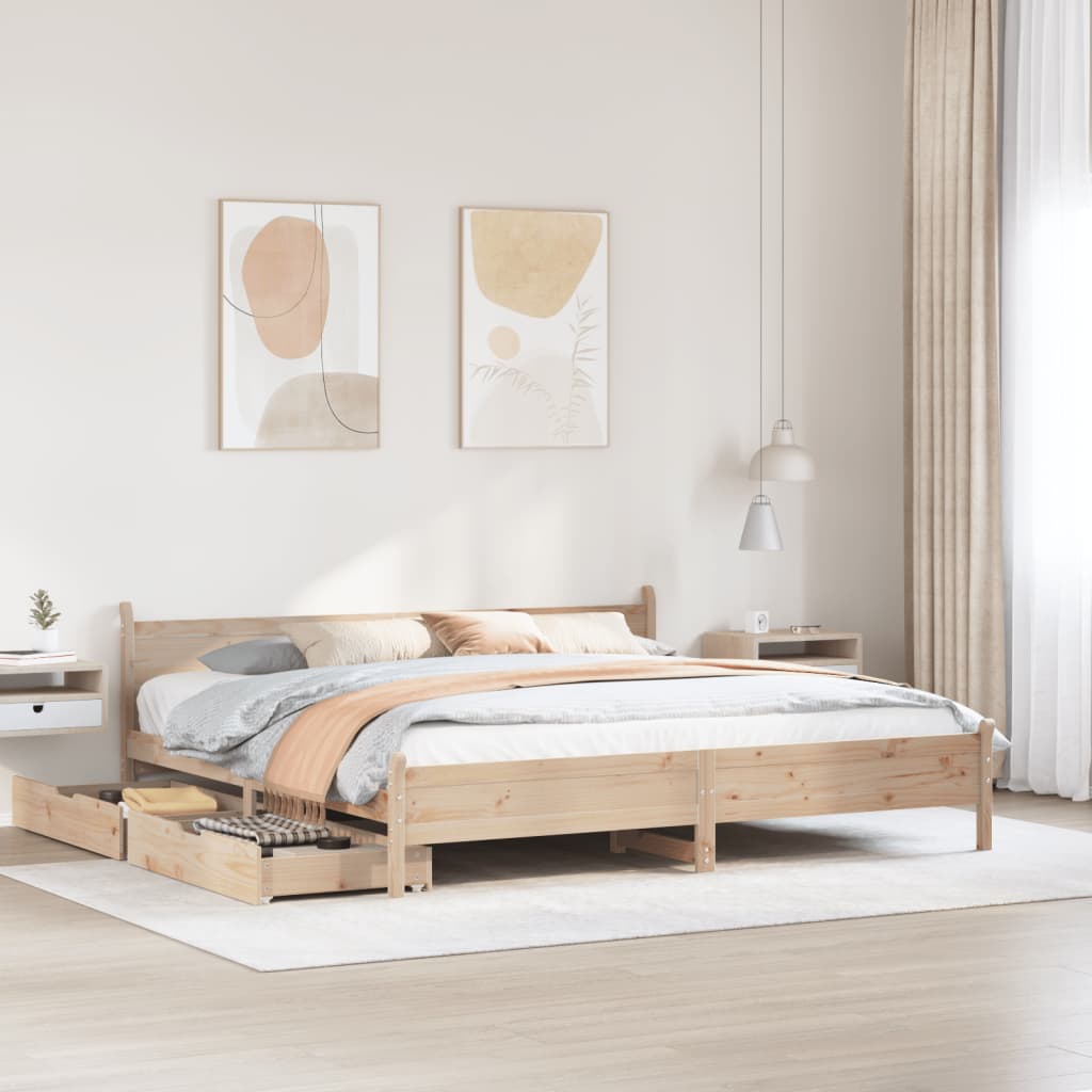 Bed Frame without Mattress 200x200 cm Solid Wood Pine