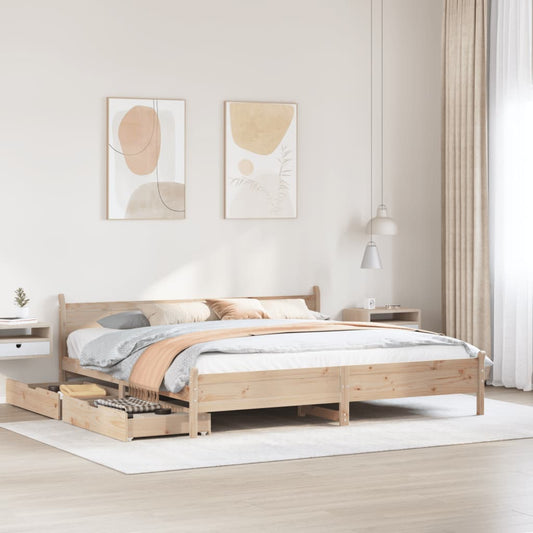 Bed Frame without Mattress 200x200 cm Solid Wood Pine