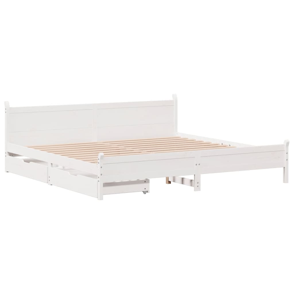 Bed Frame without Mattress White 200x200 cm Solid Wood Pine