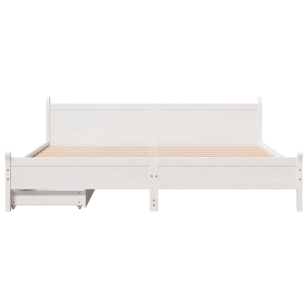 Bed Frame without Mattress White 200x200 cm Solid Wood Pine