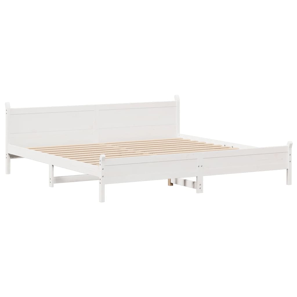 Bed Frame without Mattress White 200x200 cm Solid Wood Pine