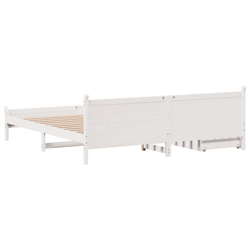 Bed Frame without Mattress White 200x200 cm Solid Wood Pine