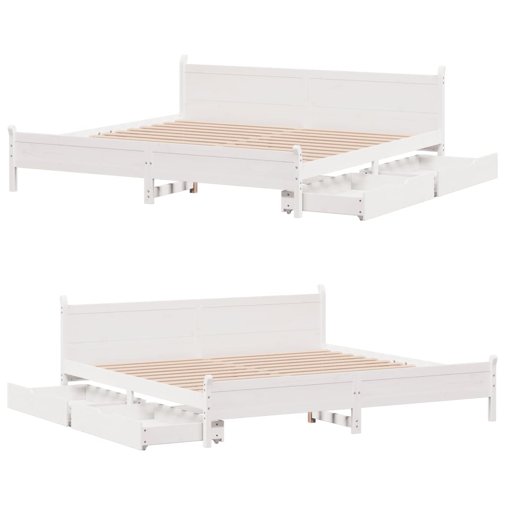 Bed Frame without Mattress White 200x200 cm Solid Wood Pine