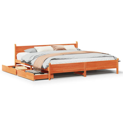 Bed Frame without Mattress Wax Brown 200x200 cm Solid Wood Pine