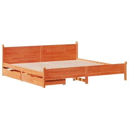 Bed Frame without Mattress Wax Brown 200x200 cm Solid Wood Pine