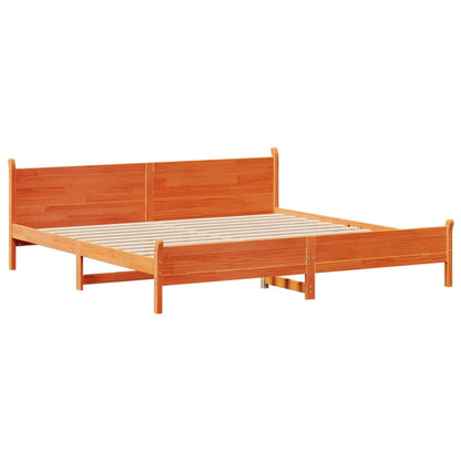 Bed Frame without Mattress Wax Brown 200x200 cm Solid Wood Pine