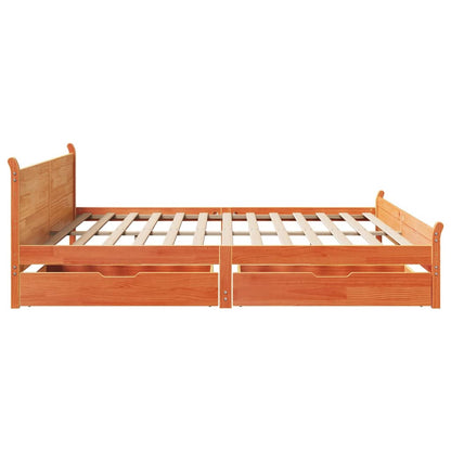 Bed Frame without Mattress Wax Brown 200x200 cm Solid Wood Pine