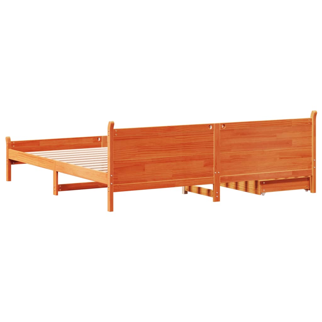 Bed Frame without Mattress Wax Brown 200x200 cm Solid Wood Pine