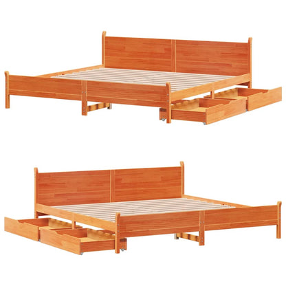 Bed Frame without Mattress Wax Brown 200x200 cm Solid Wood Pine