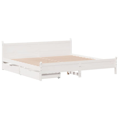 Bed Frame without Mattress White 180x200 cm Super King Solid Wood Pine