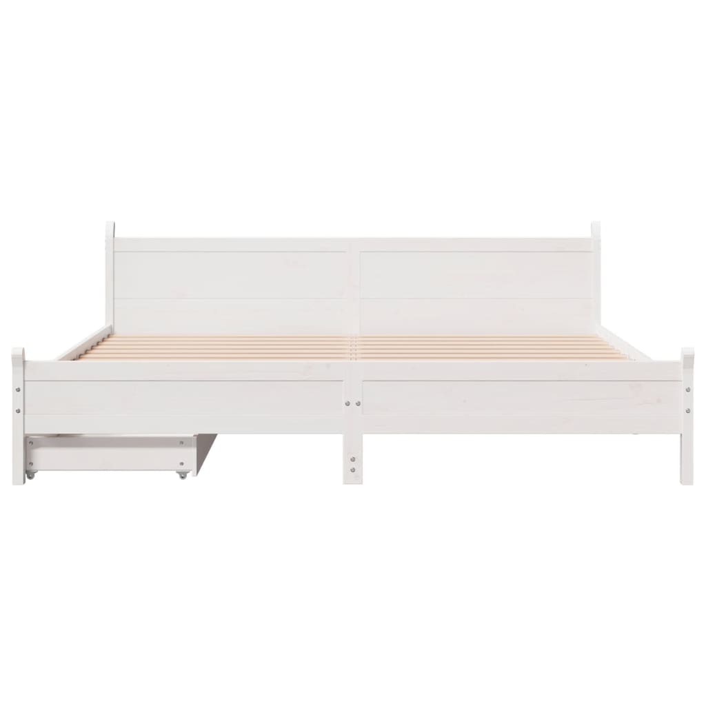 Bed Frame without Mattress White 180x200 cm Super King Solid Wood Pine