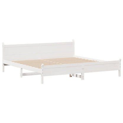 Bed Frame without Mattress White 180x200 cm Super King Solid Wood Pine