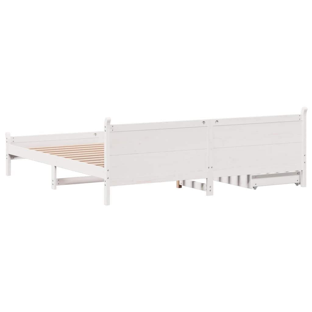 Bed Frame without Mattress White 180x200 cm Super King Solid Wood Pine