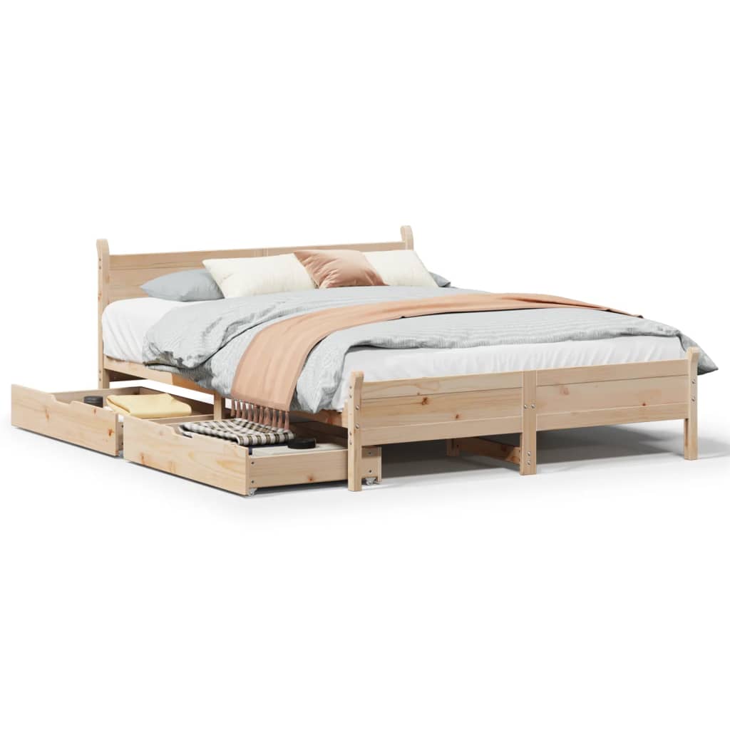 Bed Frame without Mattress 160x200 cm Solid Wood Pine