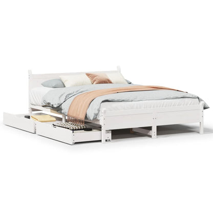 Bed Frame without Mattress White 160x200 cm Solid Wood Pine