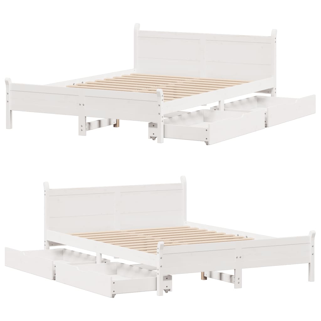 Bed Frame without Mattress White 160x200 cm Solid Wood Pine