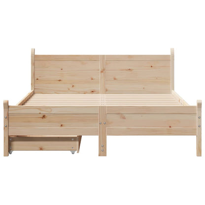 Bed Frame without Mattress 150x200 cm King Size Solid Wood Pine