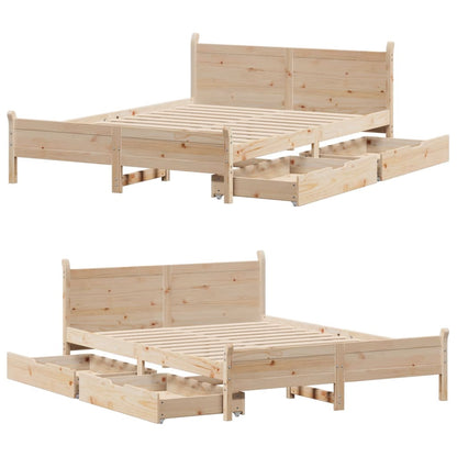 Bed Frame without Mattress 150x200 cm King Size Solid Wood Pine