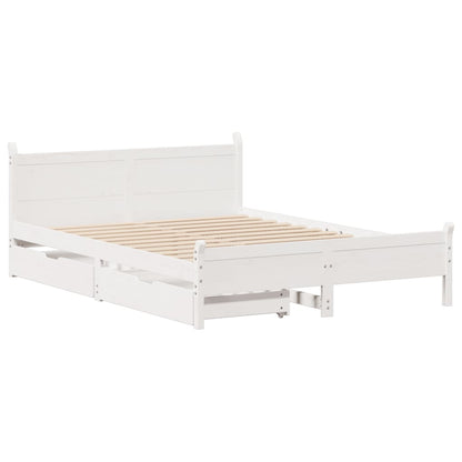 Bed Frame without Mattress White 150x200 cm King Size Solid Wood Pine