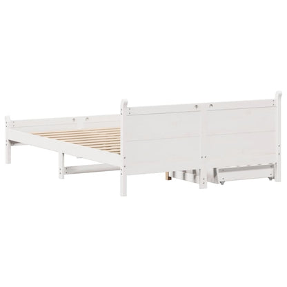 Bed Frame without Mattress White 150x200 cm King Size Solid Wood Pine