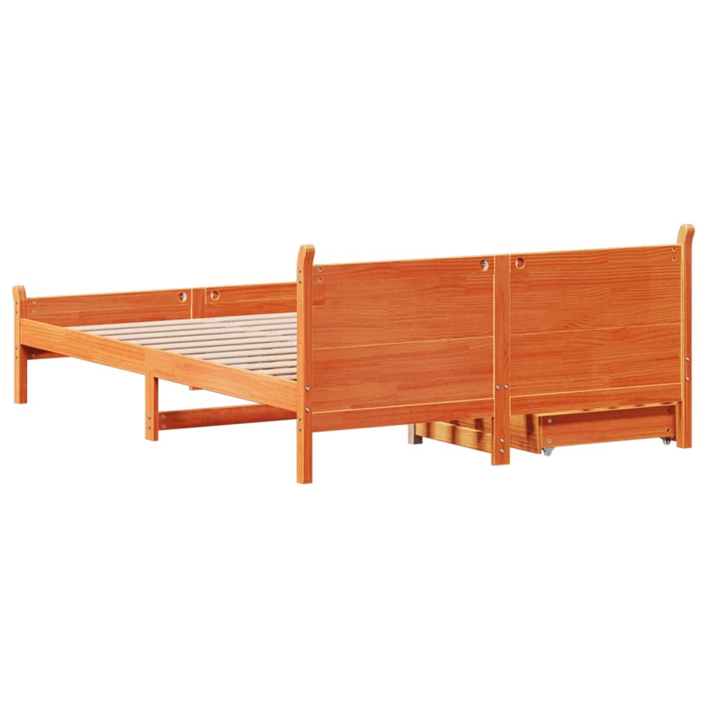 Bed Frame without Mattress Wax Brown 150x200 cm King Size Solid Wood Pine