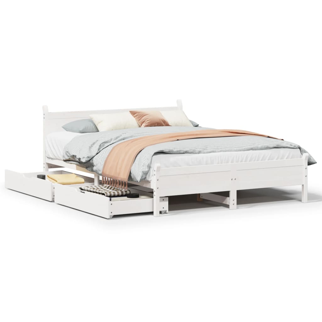 Bed Frame without Mattress White 140x200 cm Solid Wood Pine