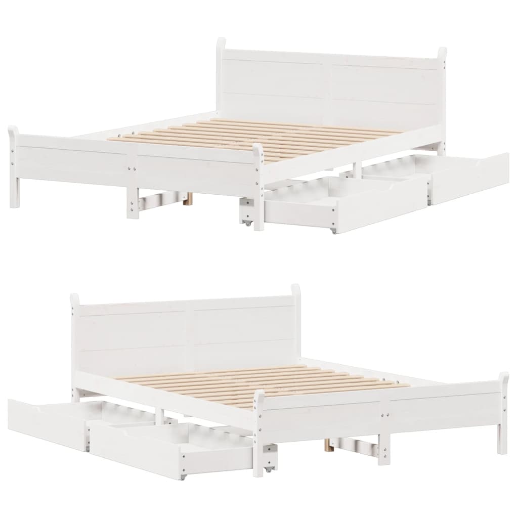 Bed Frame without Mattress White 140x200 cm Solid Wood Pine