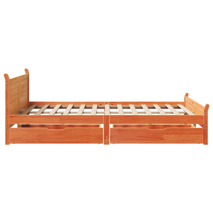 Bed Frame without Mattress Wax Brown 140x200 cm Solid Wood Pine