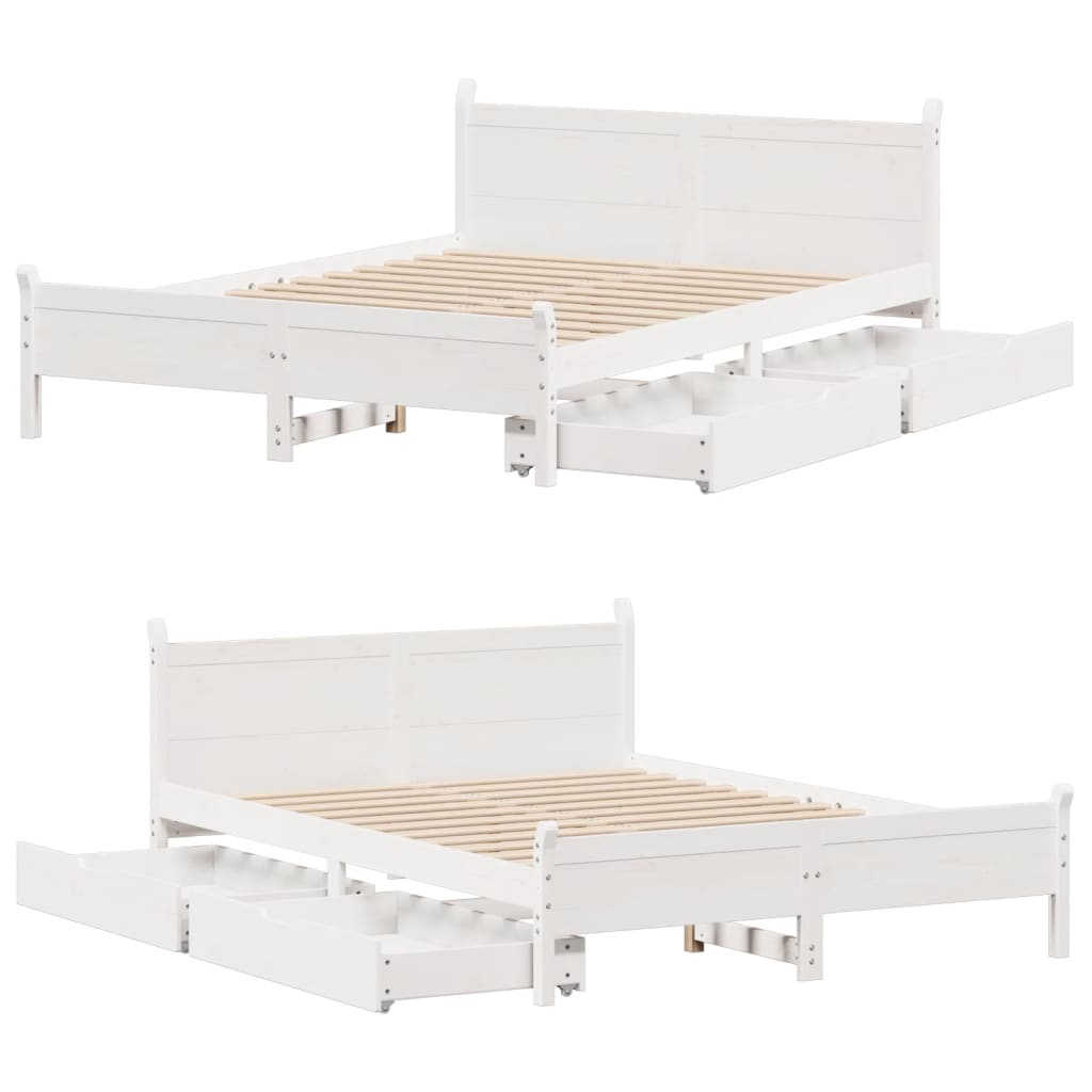 Bed Frame without Mattress White 120x200 cm Solid Wood Pine